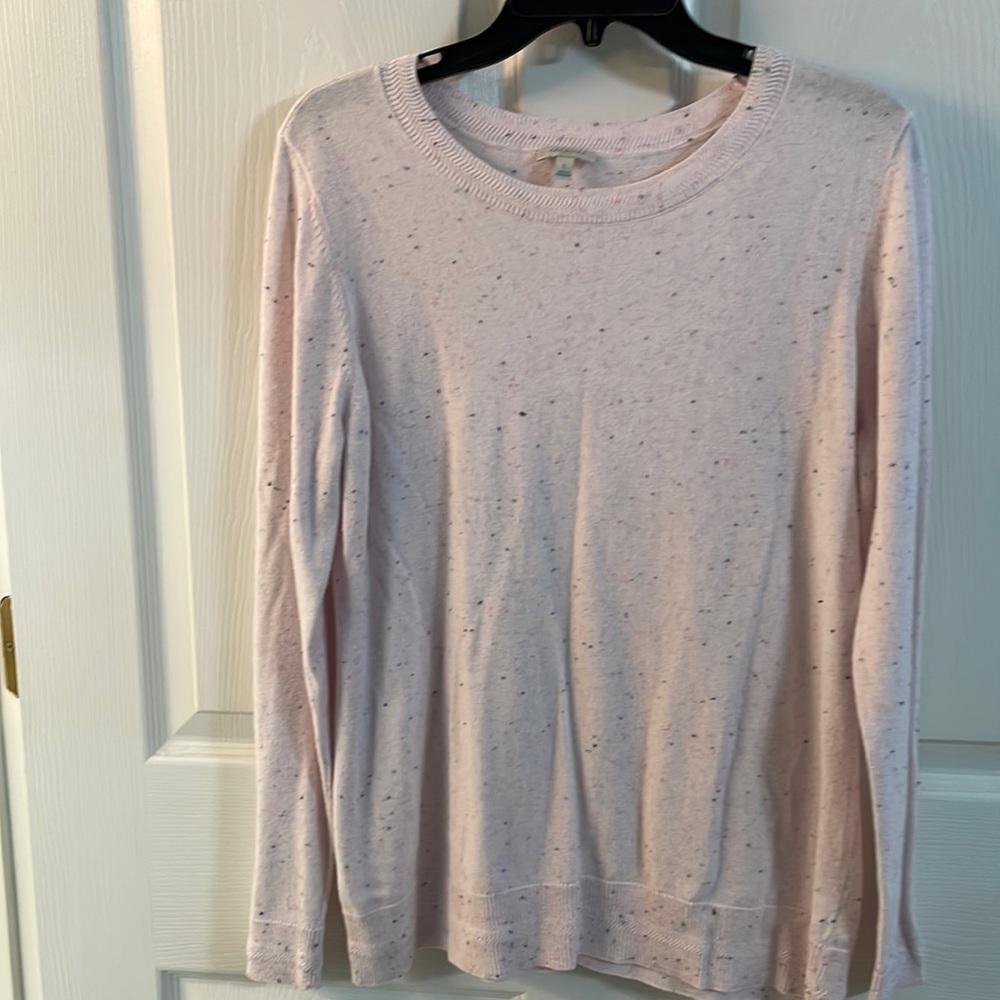 Talbots, size: L, color: pink with sprinkle colors, long sleeve sweater